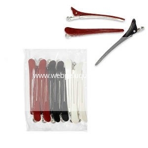 Pinza Peluqueria Supergigante Curva Plástico y Aluminio Docena 11cm