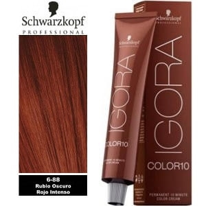 Tinte Igora Color 10 Rubio Oscuro Rojo Intenso 6-88 Schwarzkopf 60ml