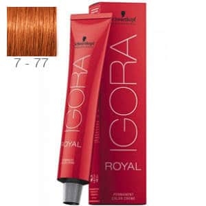 Tinte Igora Royal Rubio Medio Cobrizo Intenso 7-77 Schwarzkopf 60ml