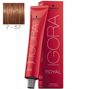 Tinte Igora Royal Rubio Medio Dorado Cobrizo 7-57 Schwarzkopf 60ml