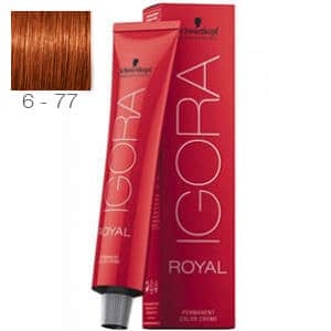 Tinte Igora Royal Rubio Oscuro Cobrizo Intenso 6-77 Schwarzkopf 60ml