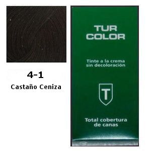 Tinte Tur 4-1 Castaño Ceniza Crema sin Decoloración + Oxidante Gratis