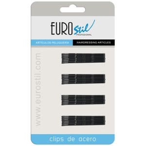 Horquilla Clip Ondulada Negra 5 cm Carton 24 Unds Eurostil