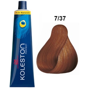 Koleston Perfect 7-37 Wella Tinte Rubio Medio Dorado Marrón Rich Naturals 60ml