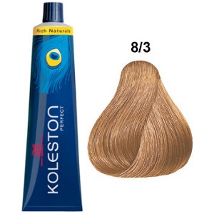 Koleston Perfect 8-3 Wella Tinte Rubio Claro Dorado Rich Naturals 60ml