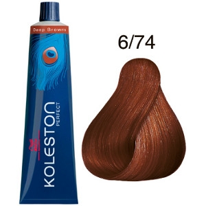 Koleston Perfect 6-74 Tinte Wella Rubio Oscuro Marrón Cobrizo Deep Browns 60ml