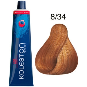 Koleston Perfect 8-34 Wella Tinte Rubio Claro Dorado Cobrizo Vibrant Reds 60ml