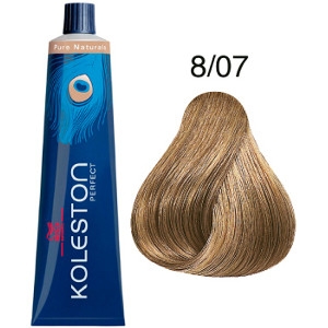 Tinte Koleston Perfect 8-07 Wella Rubio Claro Natural Marrón Pure Naturals 60ml