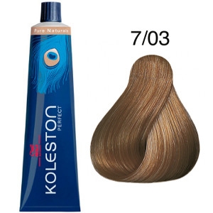 Tinte Koleston Perfect 7-03 Wella Rubio Medio Natural Dorado Pure Naturals 60ml