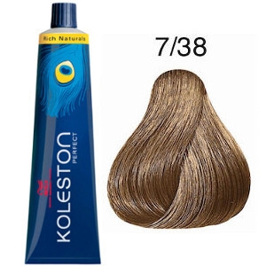 Tinte Koleston Perfect 7-38 Wella Rubio Medio Dorado Perla Rich Naturals 60ml