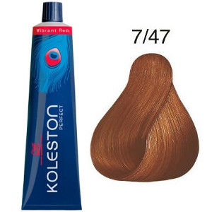 Tinte Koleston Perfect 7-47 Wella Rubio Medio Cobrizo Marrón Vibrant Reds 60ml