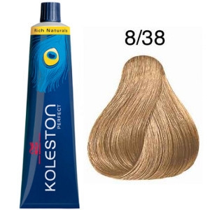 Tinte Koleston Perfect 8-38 Wella Rubio Claro Dorado Perla Rich Naturals 60ml