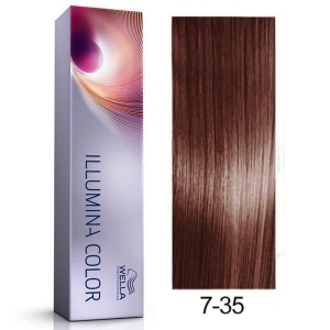 Tinte Illumina Color 7/35 Wella Rubio Medio Dorado Caoba 60ml