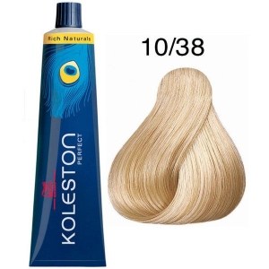 Tinte Koleston Perfect 10/38 Wella Rubio Super Claro Dorado Perla Rich Naturals 60ml